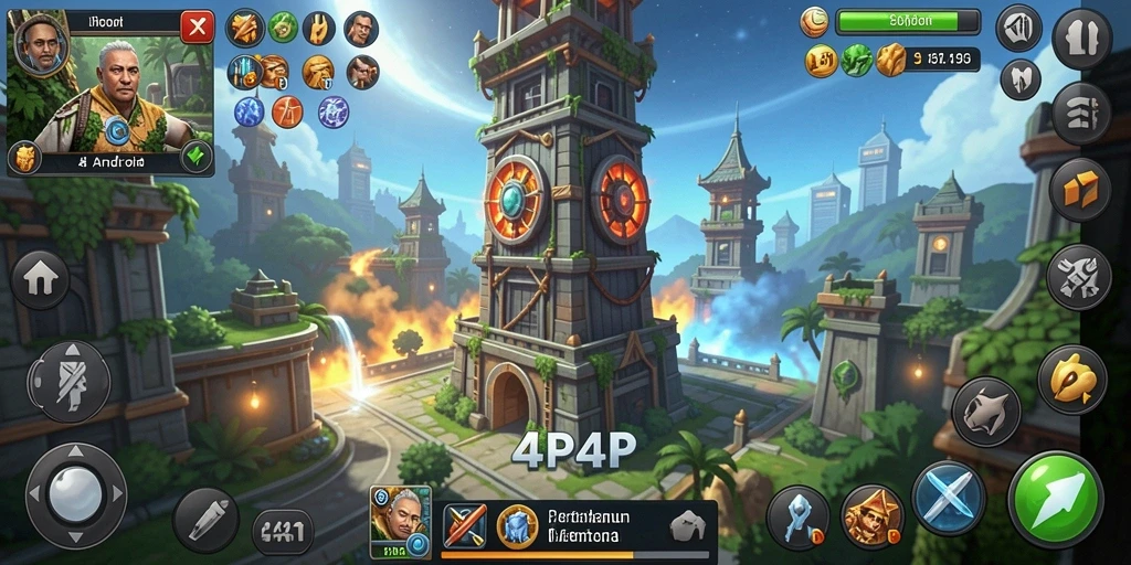 Gameplay Tower Defense yang mendebarkan dalam 4P4P.