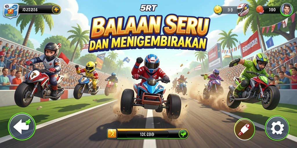 Gameplay 5RT menampilkan balapan mobil yang seru dan kompetitif.