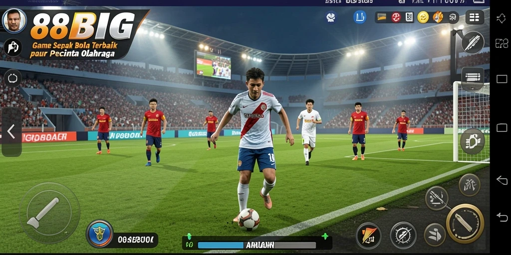 Tangkapan layar gameplay 88BIG yang menunjukkan aksi sepak bola yang mendebarkan.