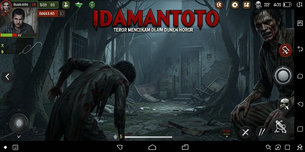 Screenshot gameplay <strong>IDAMANTOTO</strong> menunjukkan suasana horor yang menegangkan.