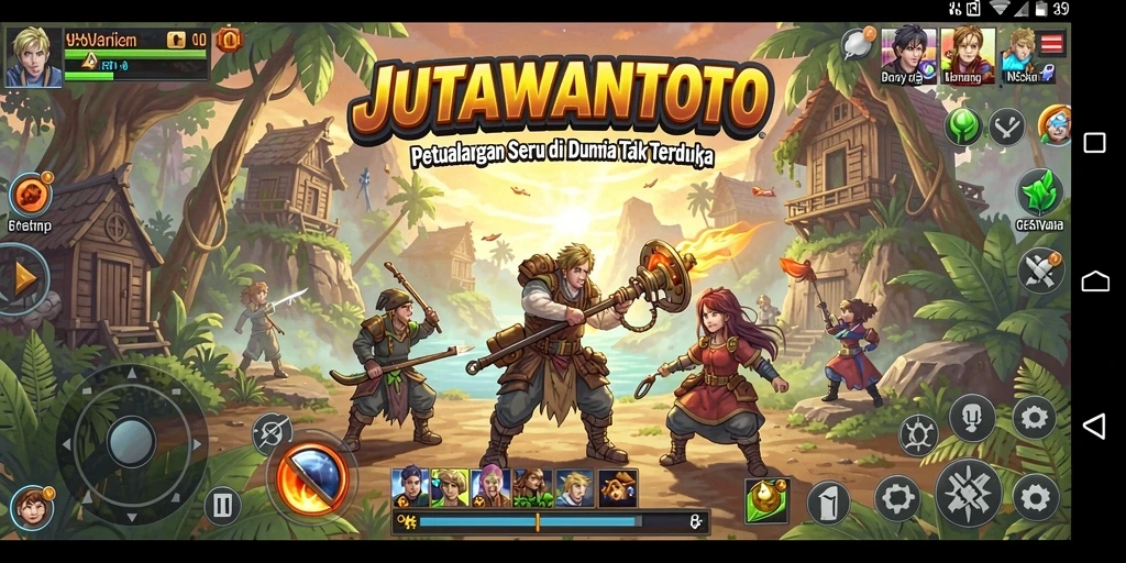 Screenshot gameplay JUTAWANTOTO menampilkan petualangan mendebarkan di dunia fantasi.