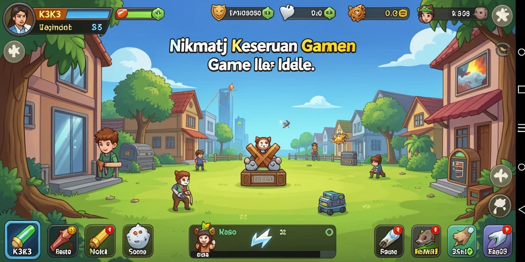 Tangkapan layar gameplay K3K3 yang menampilkan aksi Idle yang seru.