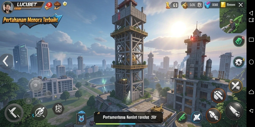 Screenshot gameplay LUCUBET menampilkan aksi menara pertahanan yang mendebarkan.