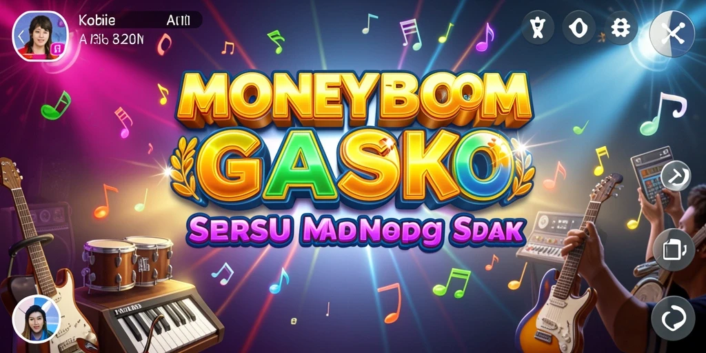Tampilan gameplay MONEYBOOM dengan aksi menari mengikuti irama musik.