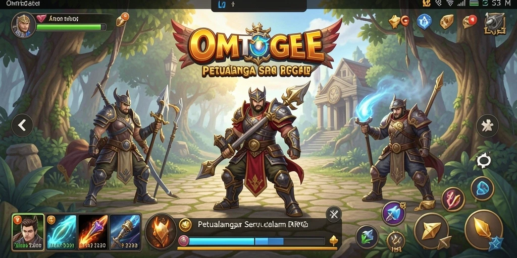 Tangkapan layar utama gameplay OMTOGEL menunjukkan aksi pertarungan yang seru.