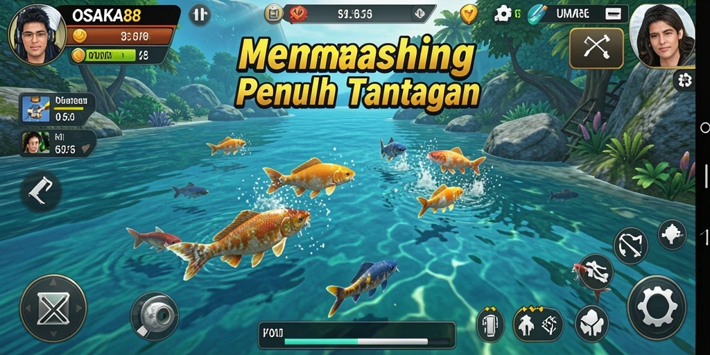 Tampilan gameplay OSAKA88 yang menampilkan aksi memancing seru.