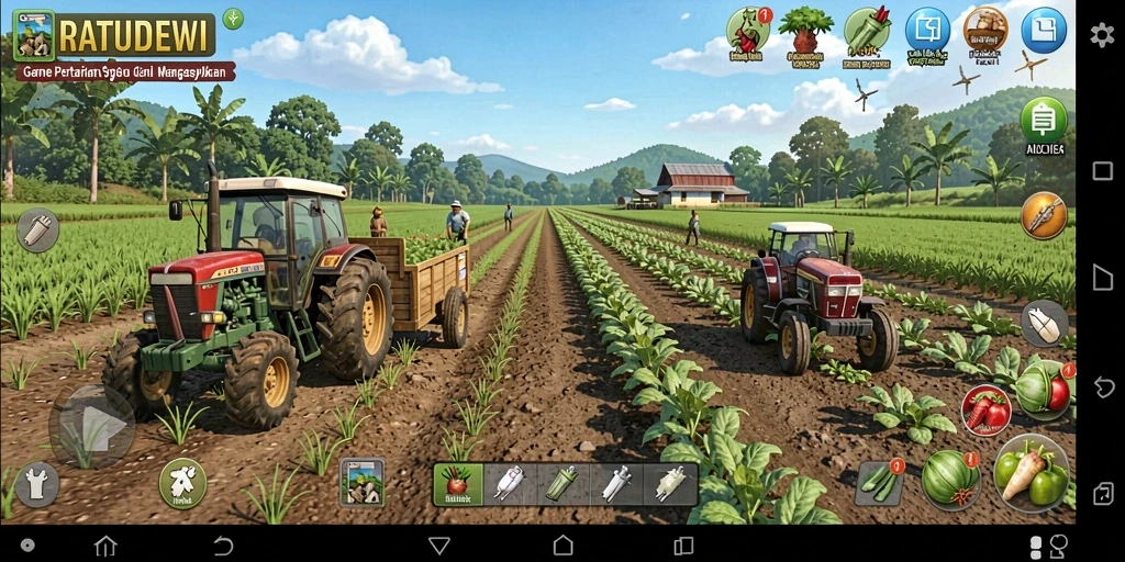 Gameplay menarik dari RATUDEWI dalam bertani dan mengelola ladang.