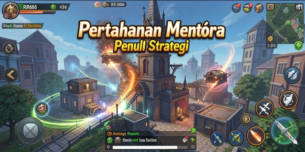Tangkapan layar gameplay menegangkan dari RR666 Tower Defense.