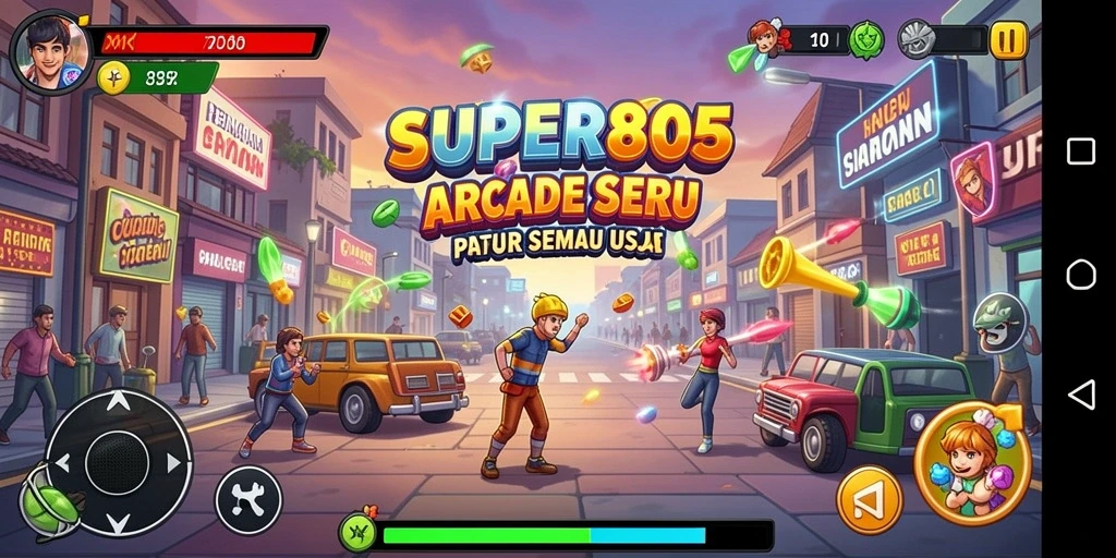 Screenshot utama SUPER805 menampilkan aksi gameplay Arcade yang seru dan menarik.