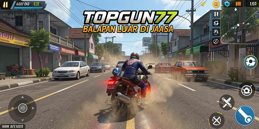 Screenshot gameplay balapan seru di TOPGUN77