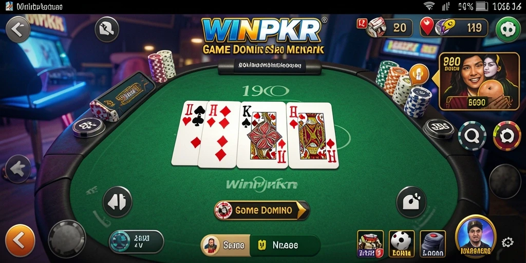 Tampilan gameplay seru WINPKR dalam permainan Domino.