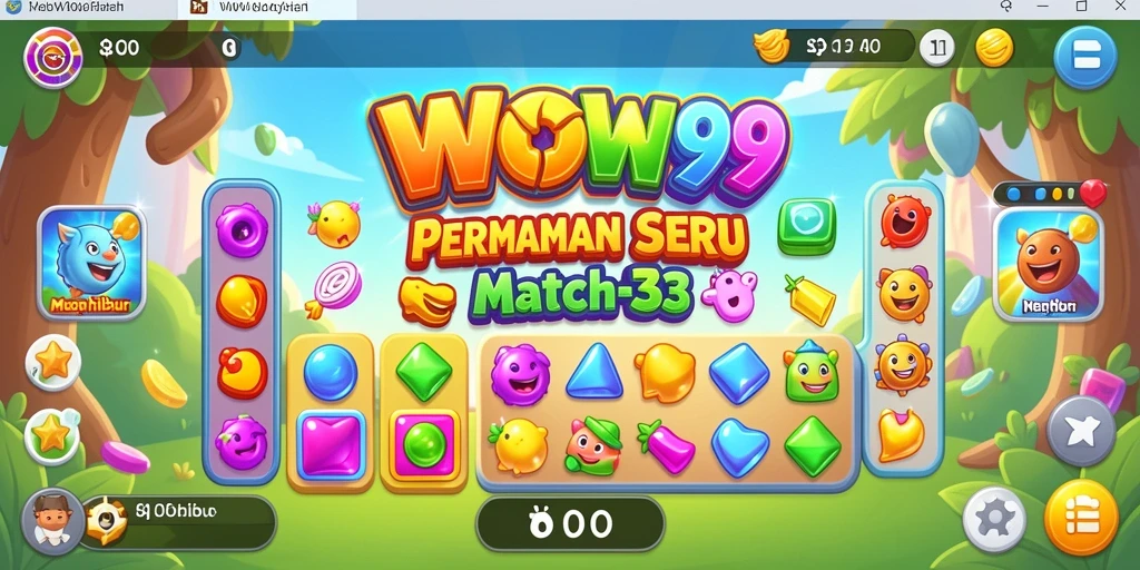 Gameplay WOW99 yang menampilkan kombinasi warna-warni dalam tantangan Match-3.
